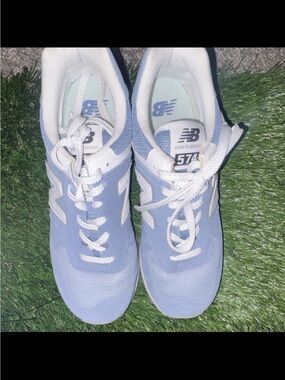 New Balance 574 Light Blue and White Sneakers